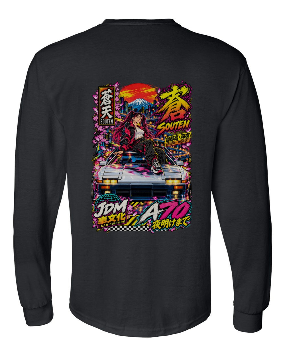 SOUTEN A70 full-back artwork black long sleeve back view with the design