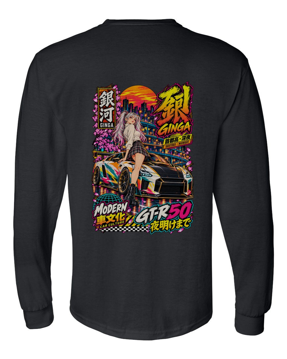 GINGA GT-R50 full-back artwork black long sleeve back view with the design