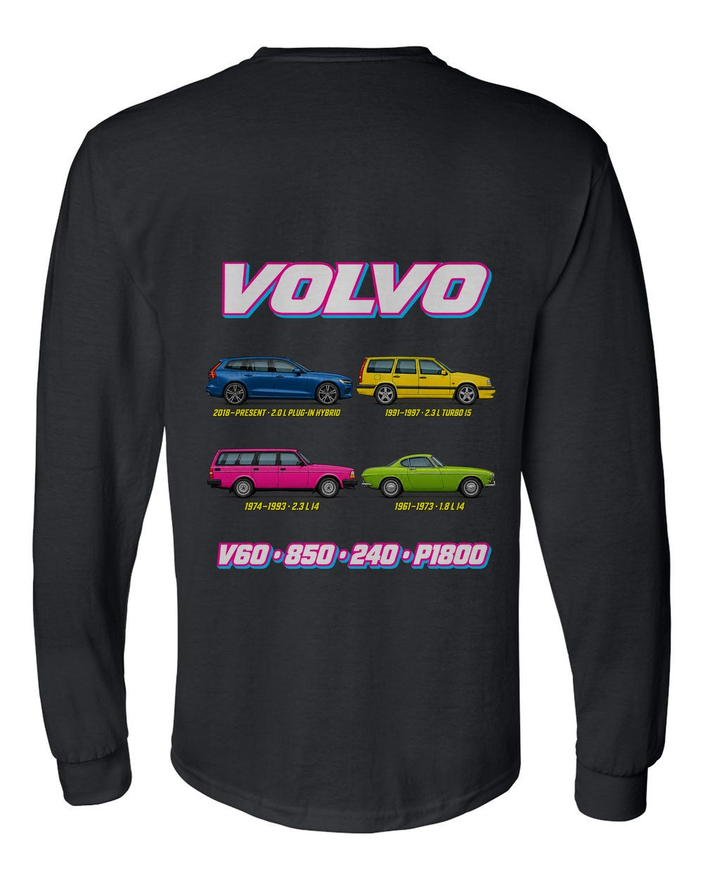 Volvo Performance evolution poster black long sleeve back view with the design