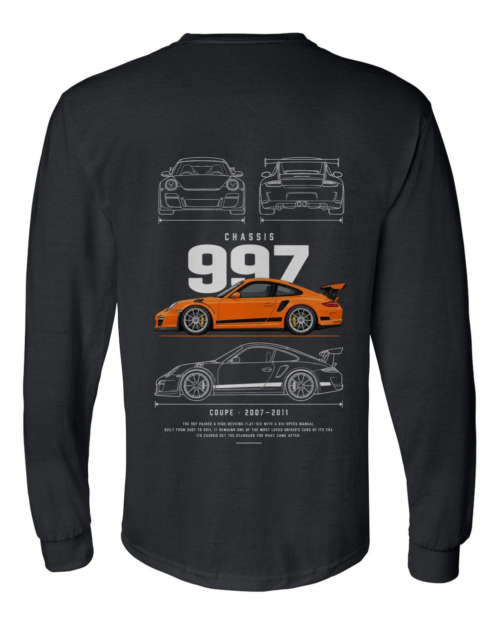 997 full-back artwork black long sleeve back view with the design
