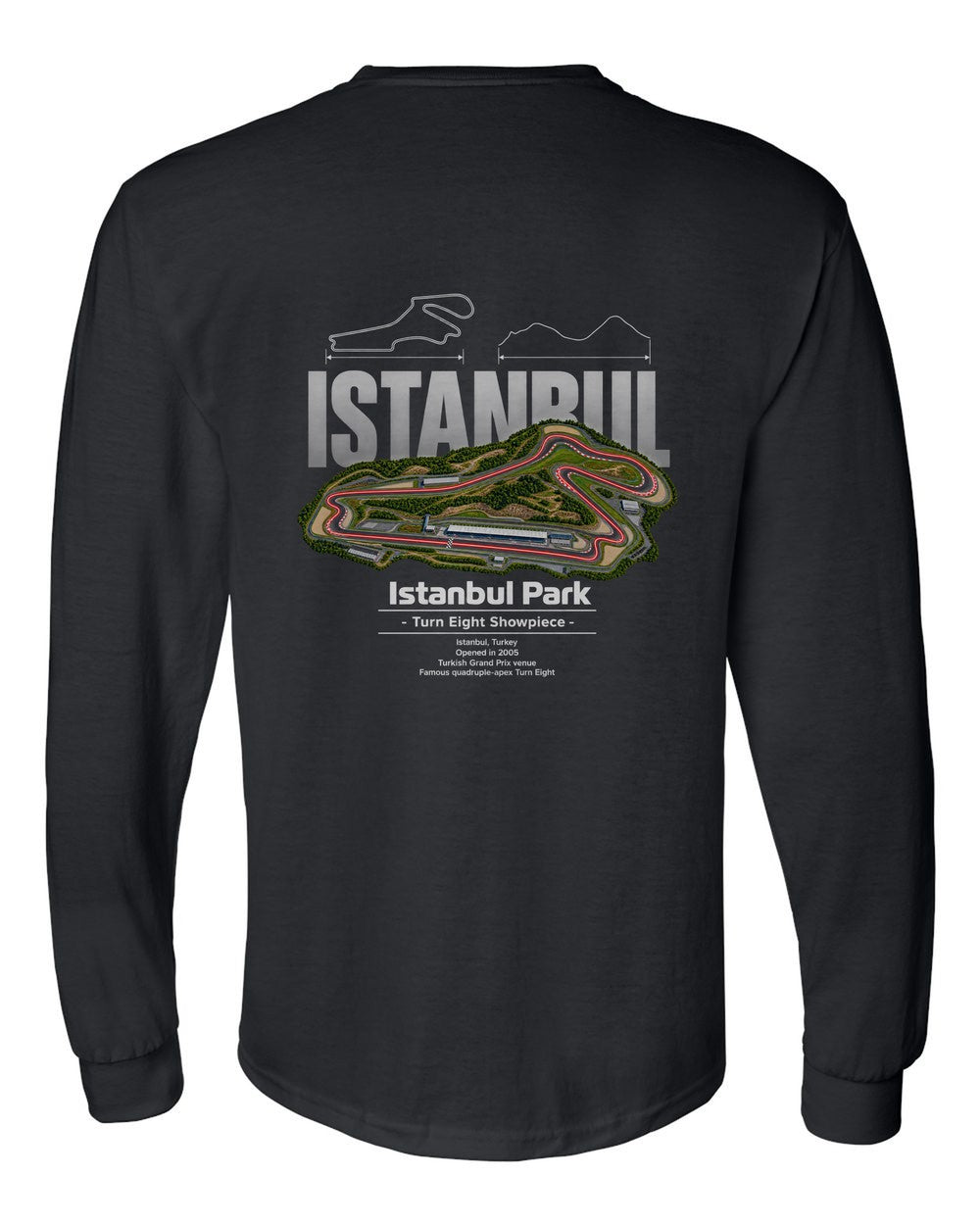 Istanbul Park black long sleeve back view with the design