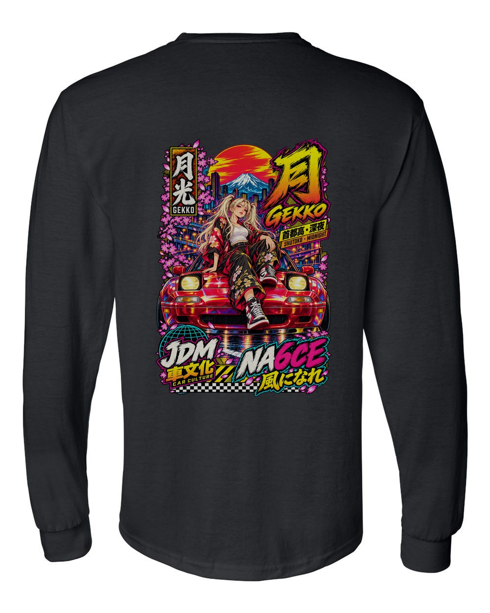 GEKKO NA6CE full-back artwork black long sleeve back view with the design