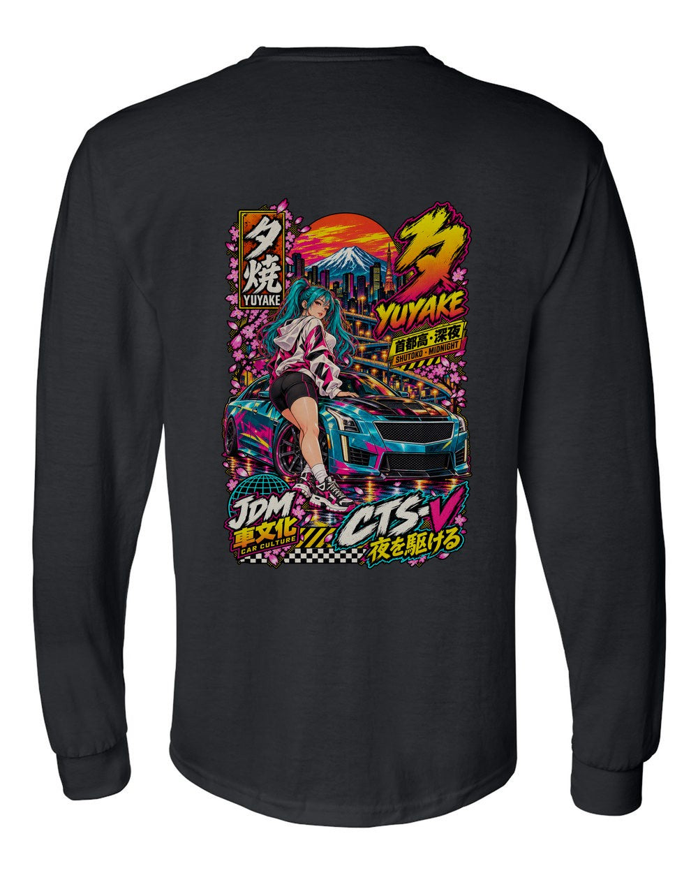 YUYAKE CTS-V full-back artwork black long sleeve back view with the design