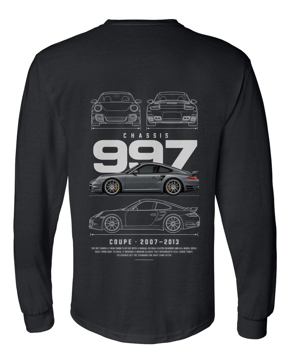 997 full-back artwork black long sleeve back view with the design
