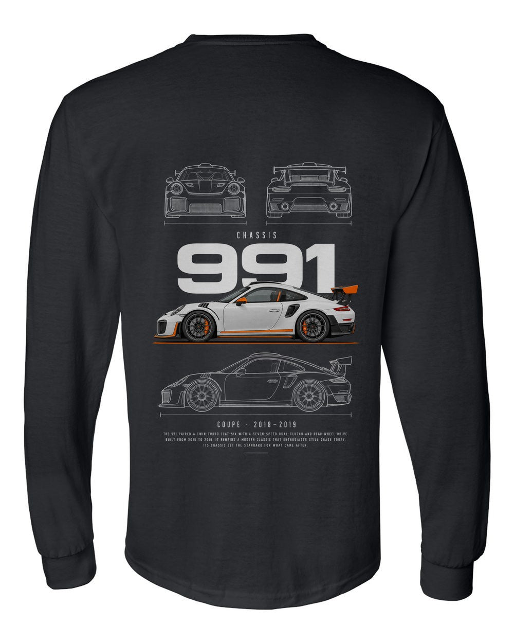 991 full-back artwork black long sleeve back view with the design