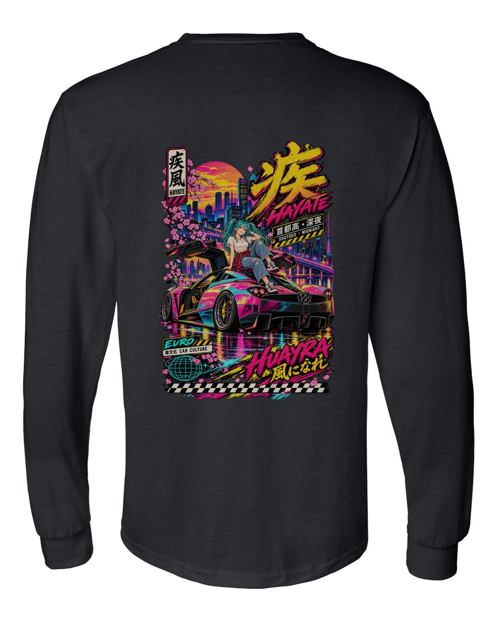 HAYATE HUAYRA full-back artwork black long sleeve back view with the design