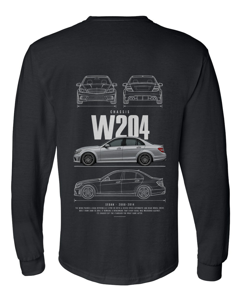 W204 full-back artwork black long sleeve back view with the design
