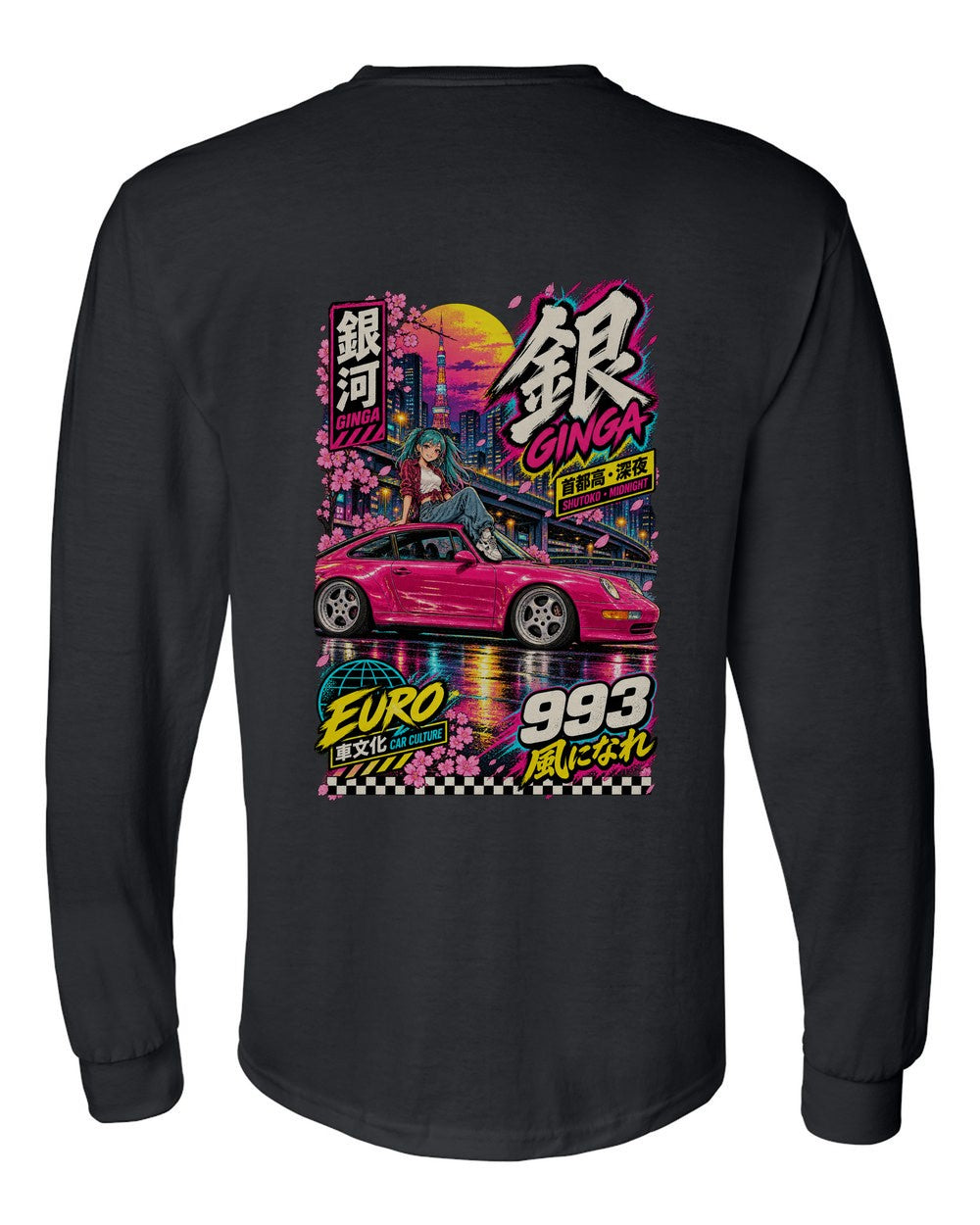GINGA 993 full-back artwork black long sleeve back view with the design