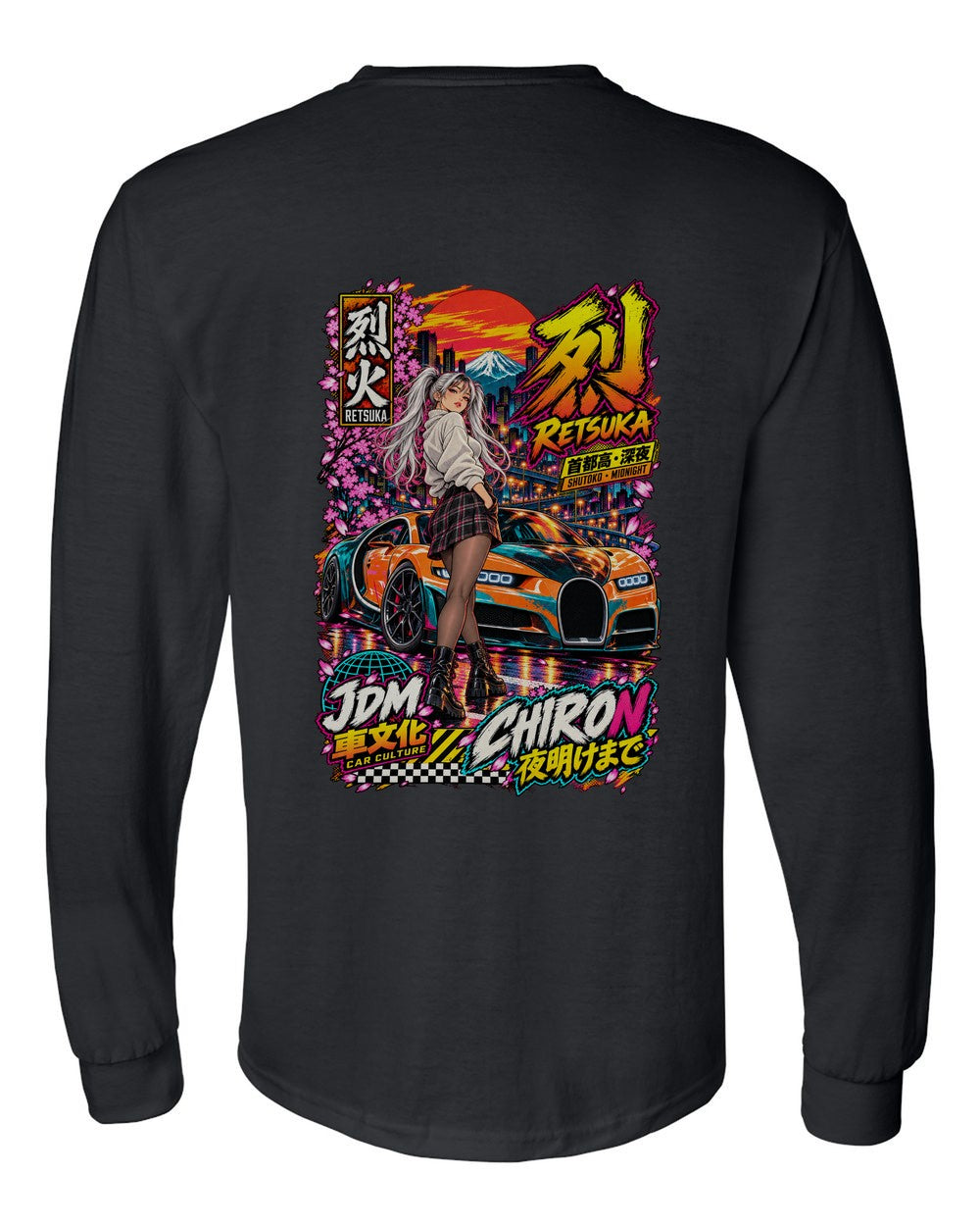RETSUKA CHIRON full-back artwork black long sleeve back view with the design