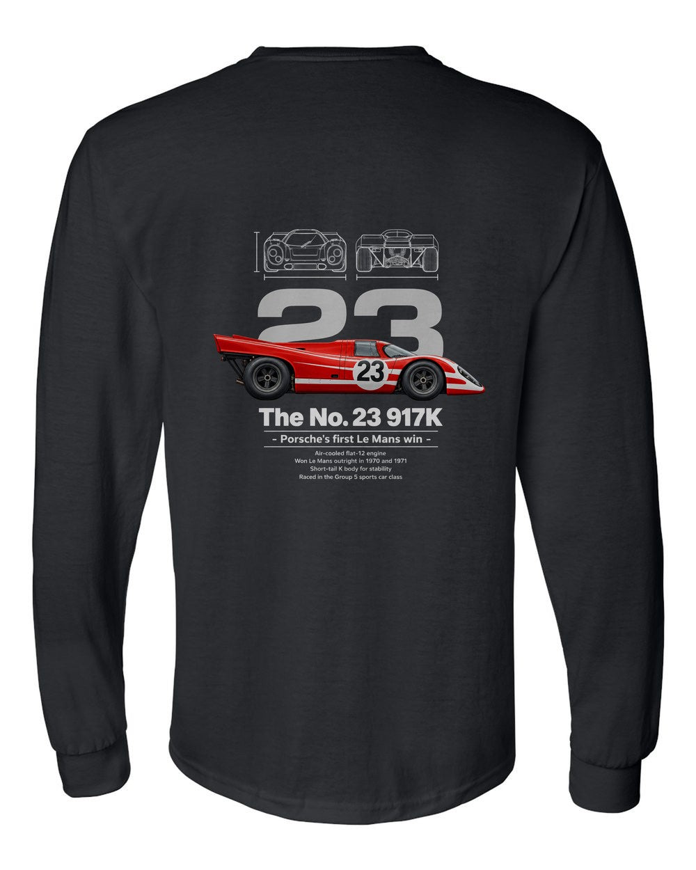 No. 23 917K black long sleeve back view with the design