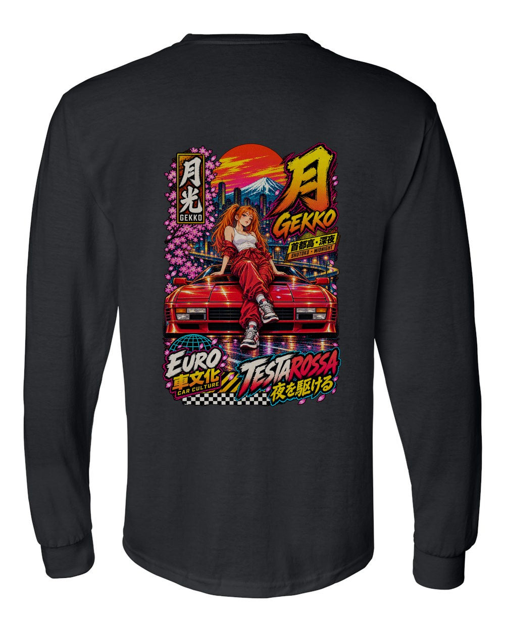 GEKKO TESTAROSSA full-back artwork black long sleeve back view with the design