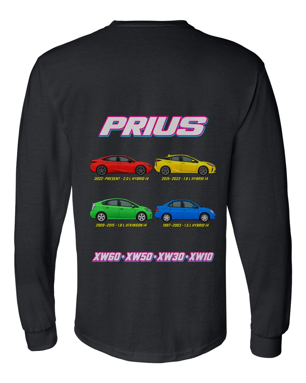 Toyota Prius evolution poster black long sleeve back view with the design