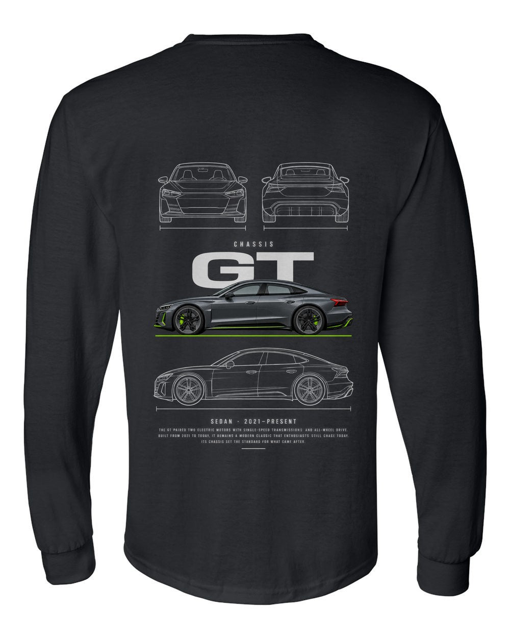 GT full-back artwork black long sleeve back view with the design