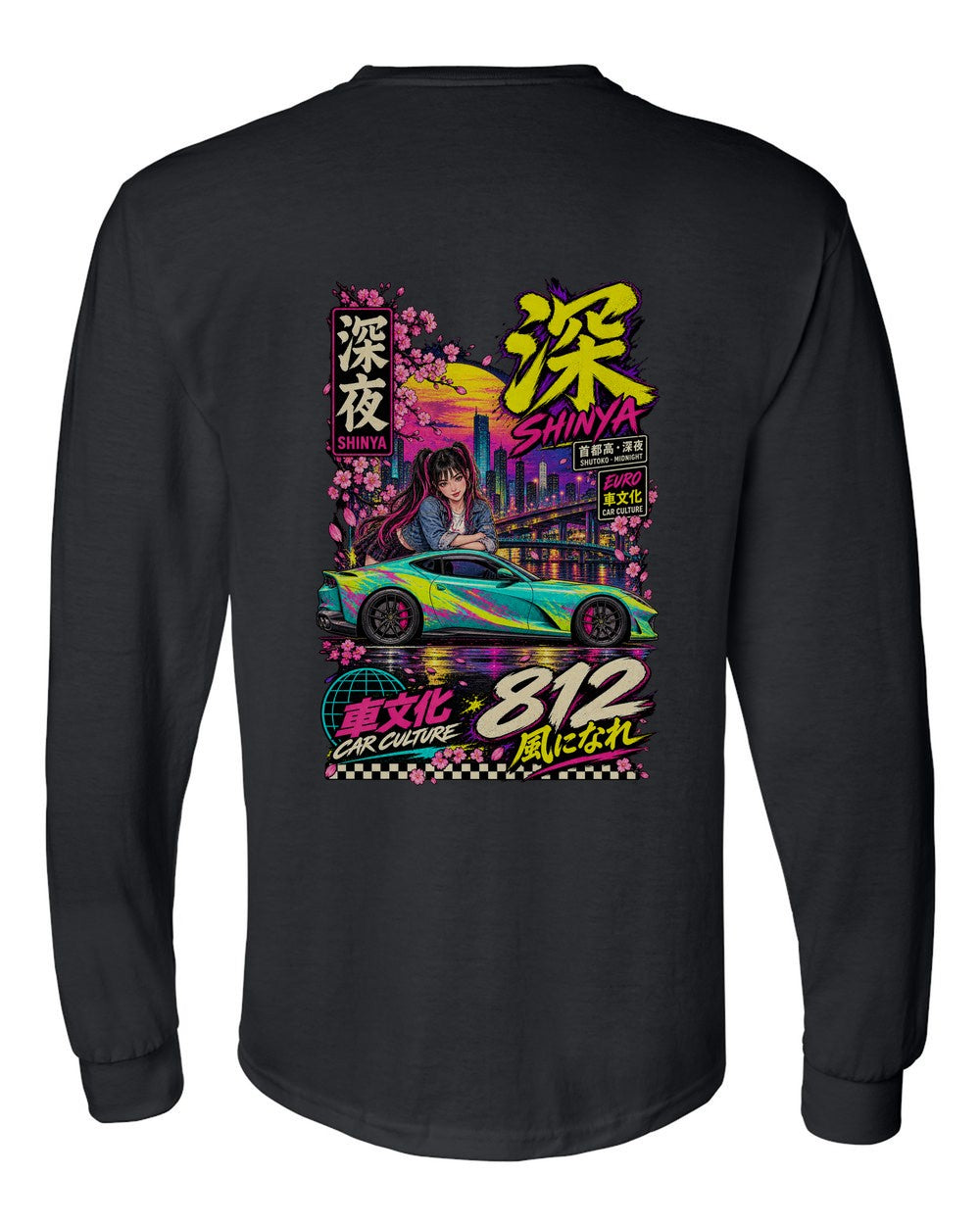 SHINYA 812 full-back artwork black long sleeve back view with the design