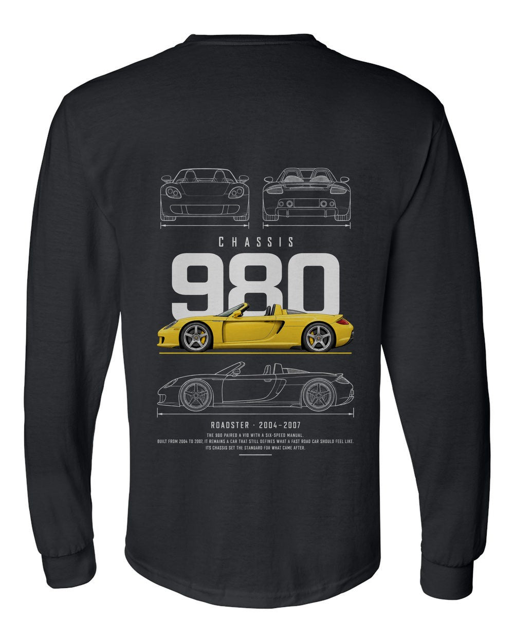 980 full-back artwork black long sleeve back view with the design
