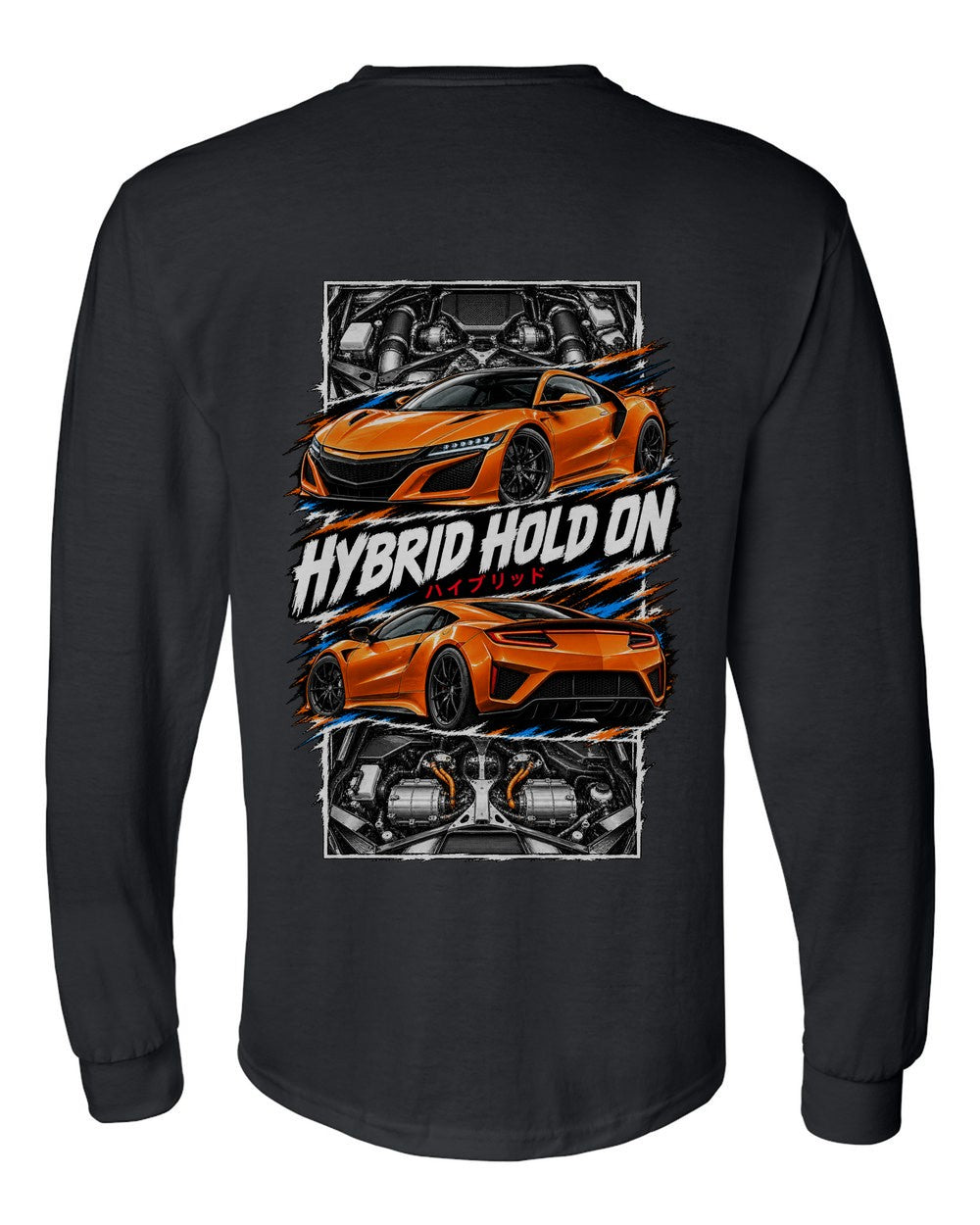 Acura NSX Nc1 torn poster black long sleeve back view with the design