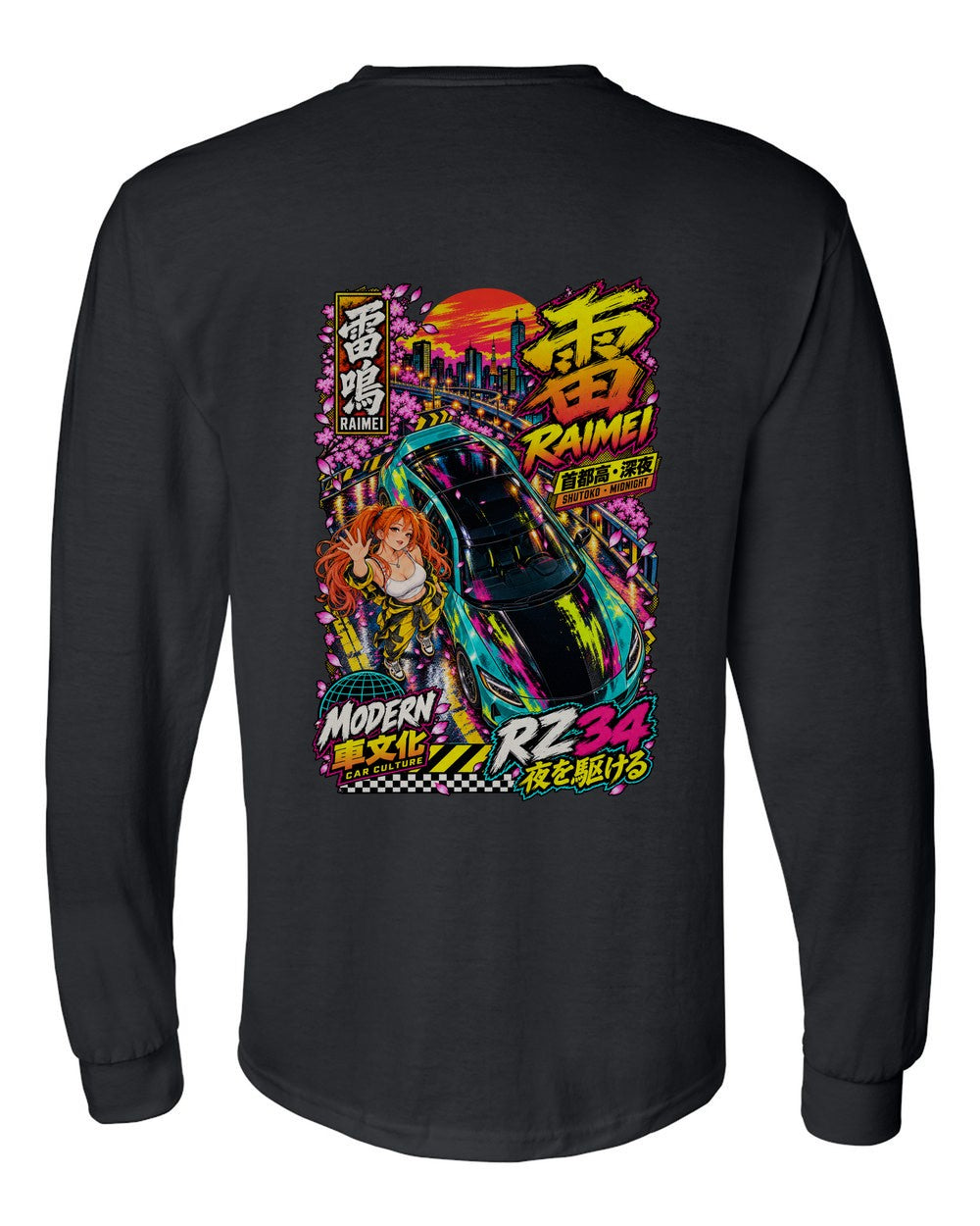 RAIMEI RZ34 full-back artwork black long sleeve back view with the design