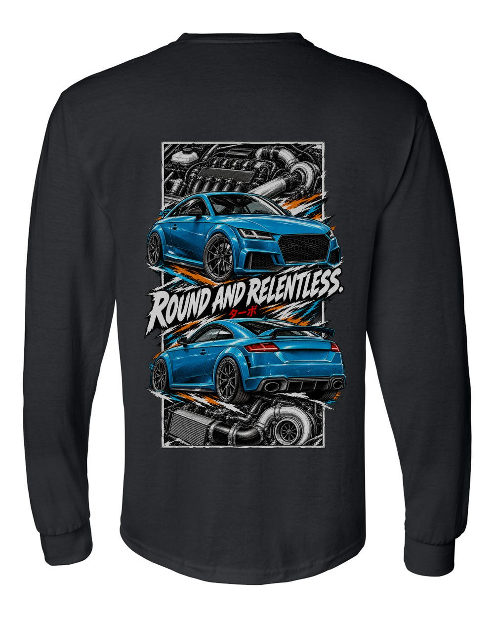 Audi Tt Rs torn poster black long sleeve back view with the design