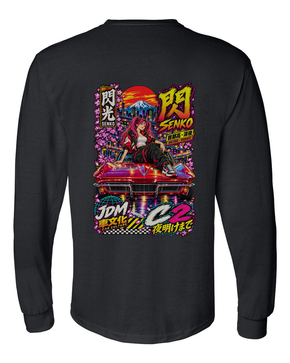 SENKO C2 full-back artwork black long sleeve back view with the design