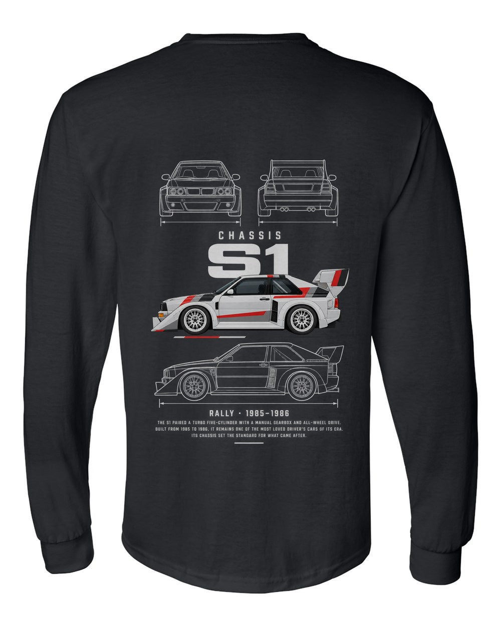 S1 full-back artwork black long sleeve back view with the design