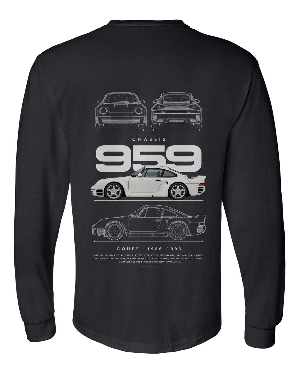 959 full-back artwork black long sleeve back view with the design