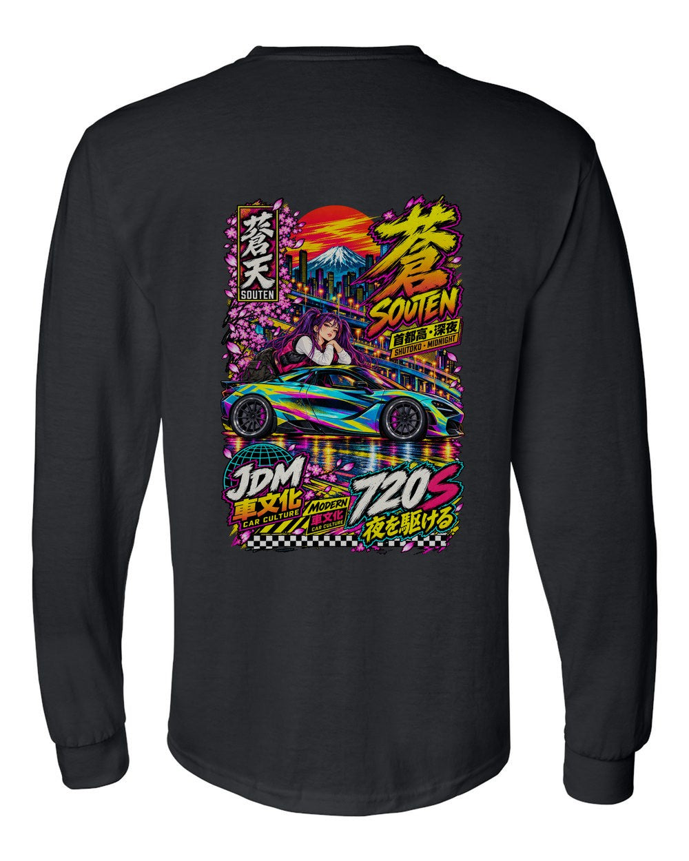 SOUTEN 720S full-back artwork black long sleeve back view with the design