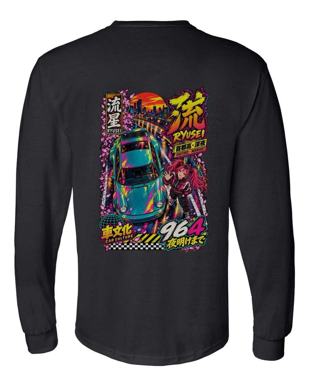 RYUSEI 964 full-back artwork black long sleeve back view with the design
