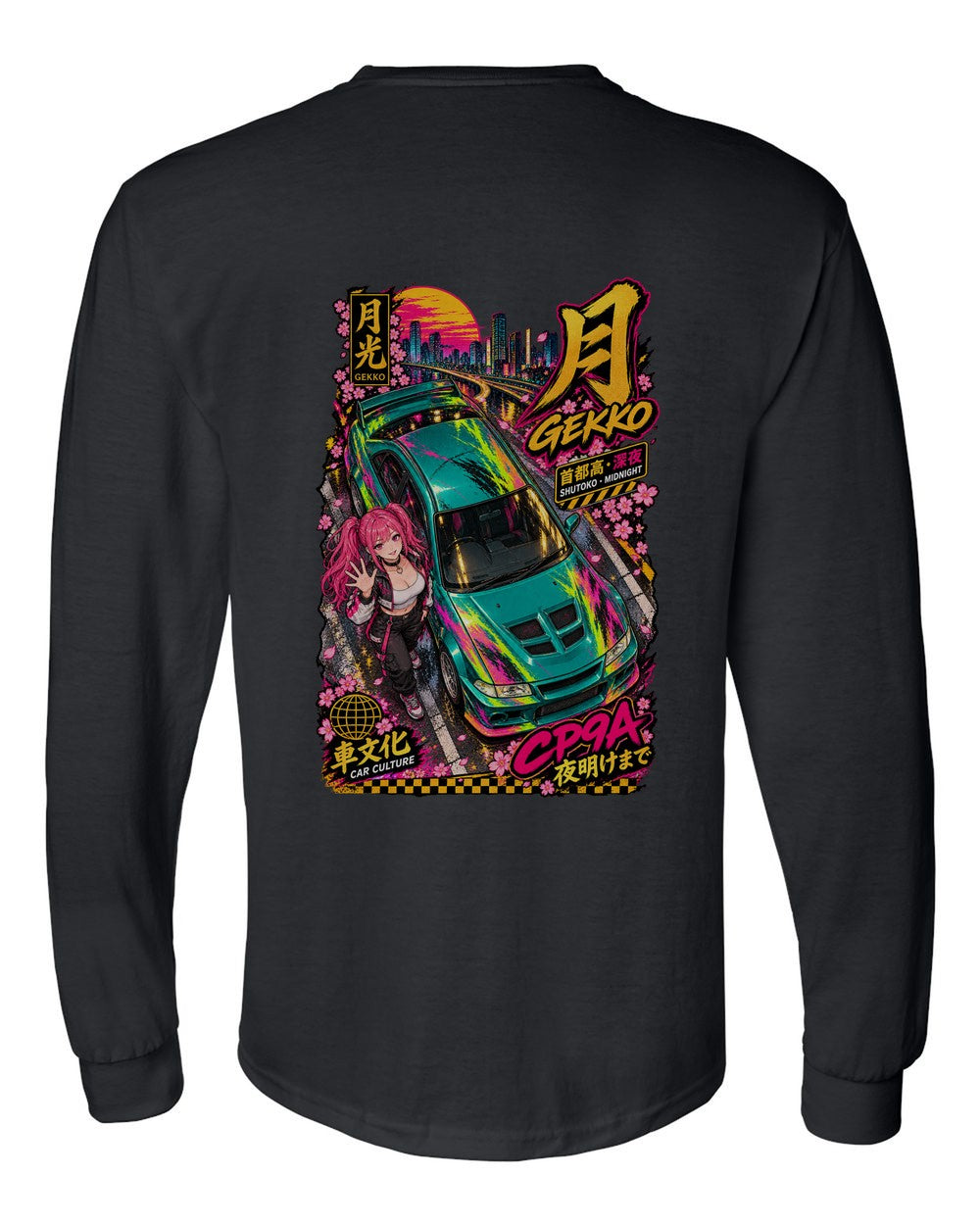 GEKKO CP9A full-back artwork black long sleeve back view with the design