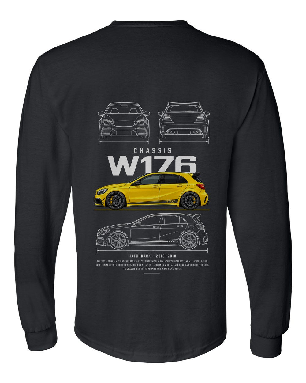 W176 full-back artwork black long sleeve back view with the design