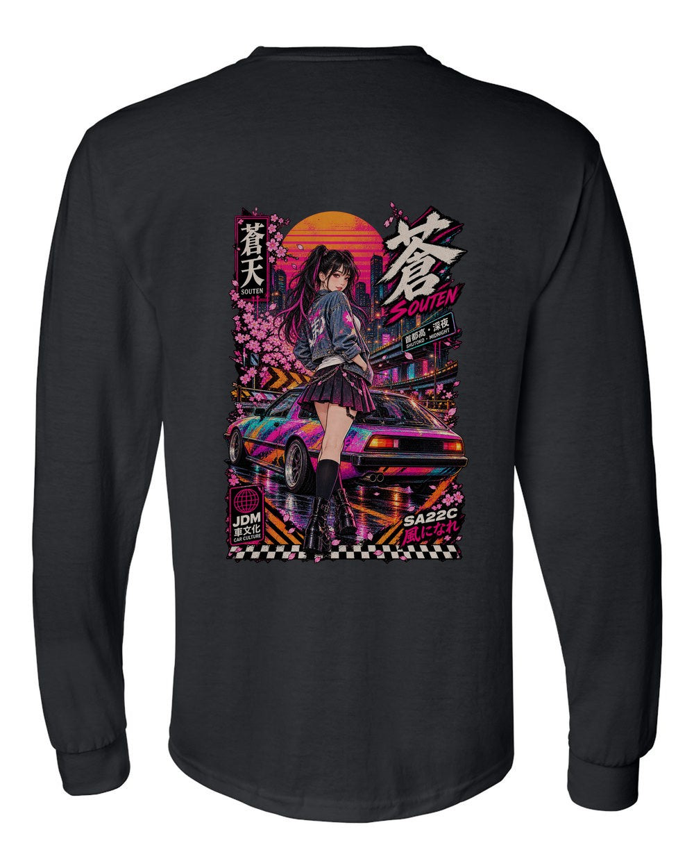 SOUTEN SA22C full-back artwork black long sleeve back view with the design