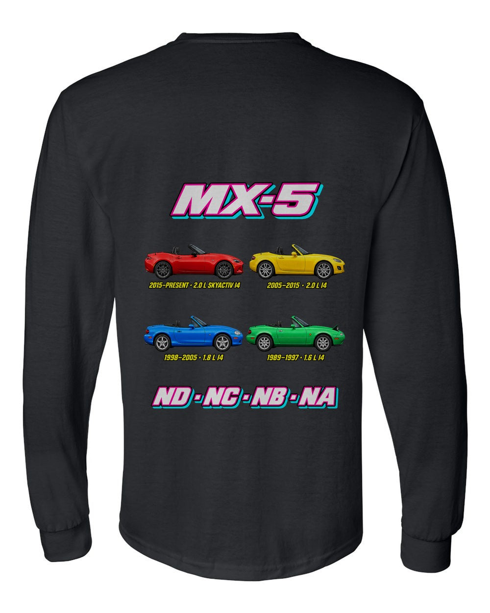Mazda MX-5 evolution poster black long sleeve back view with the design