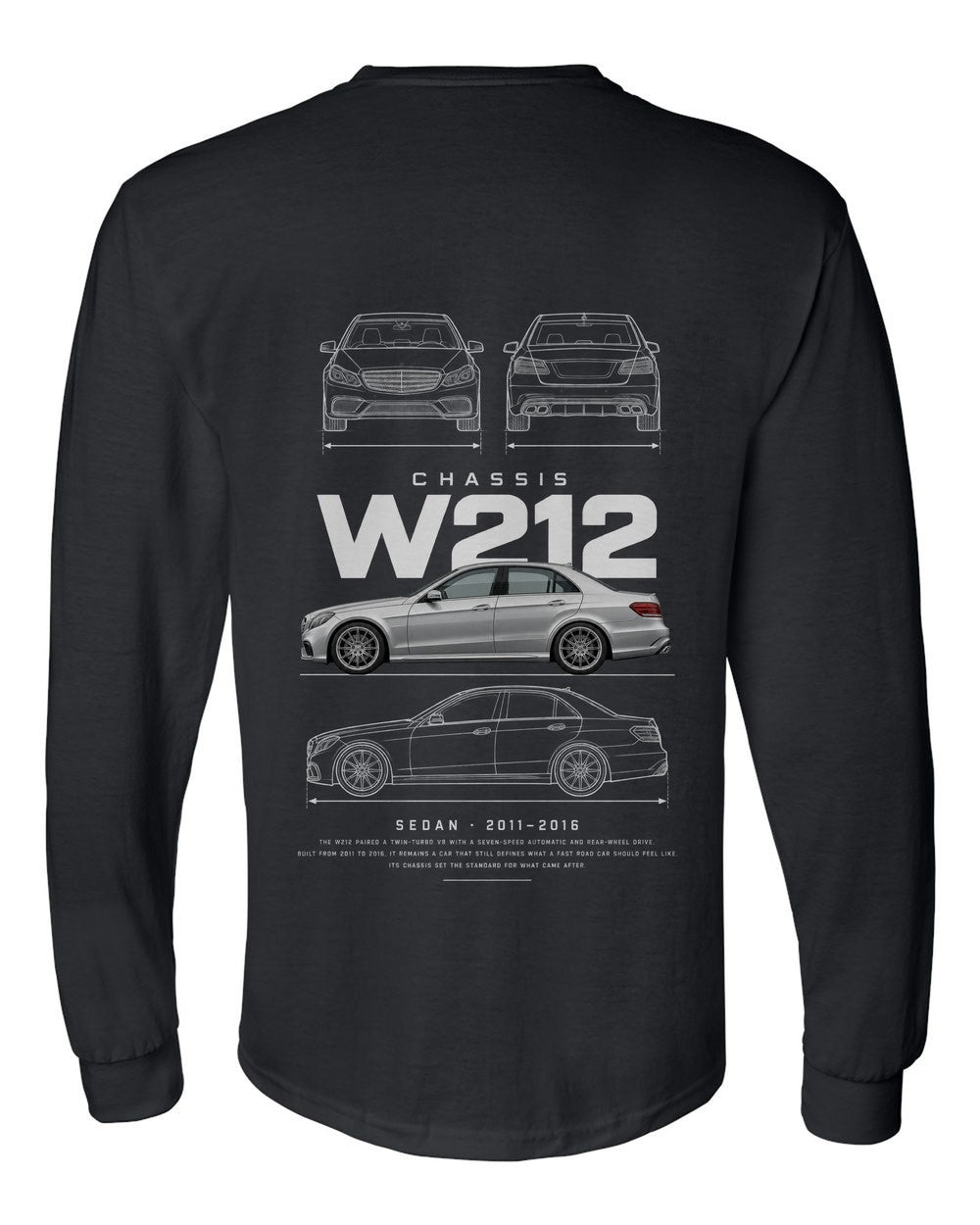W212 full-back artwork black long sleeve back view with the design