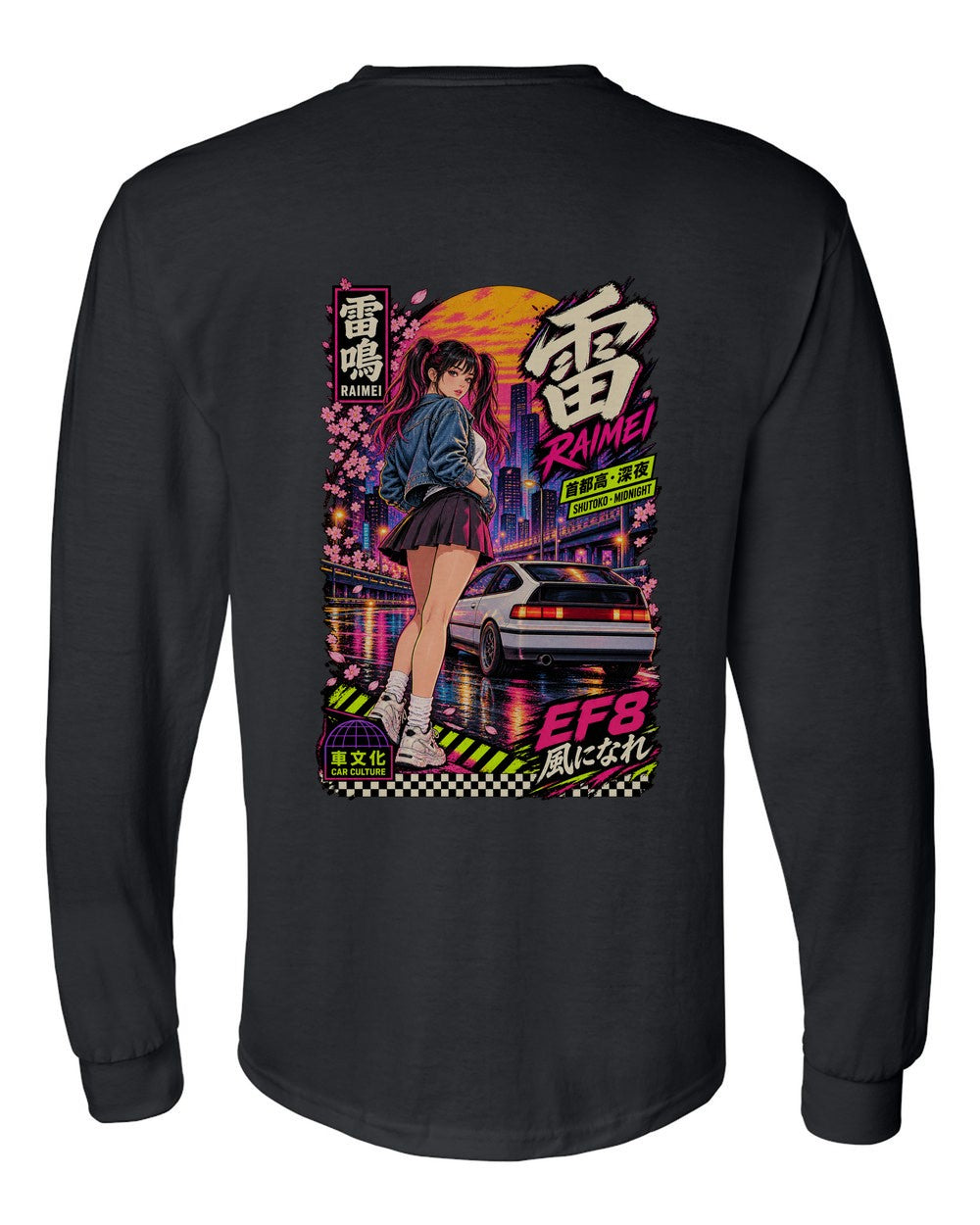 RAIMEI EF8 full-back artwork black long sleeve back view with the design