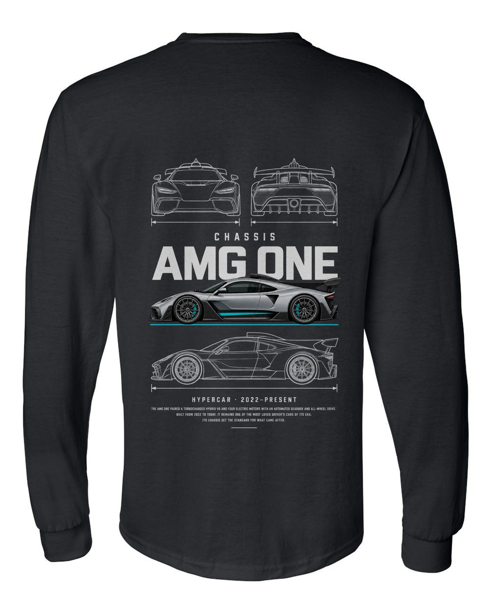 AMG ONE full-back artwork black long sleeve back view with the design