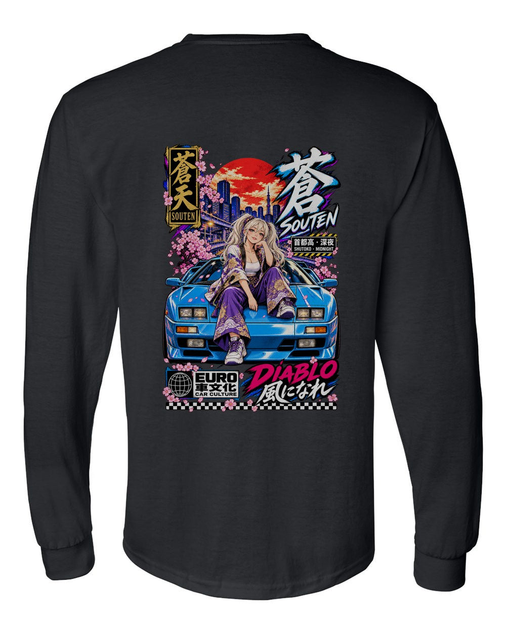 SOUTEN DIABLO full-back artwork black long sleeve back view with the design
