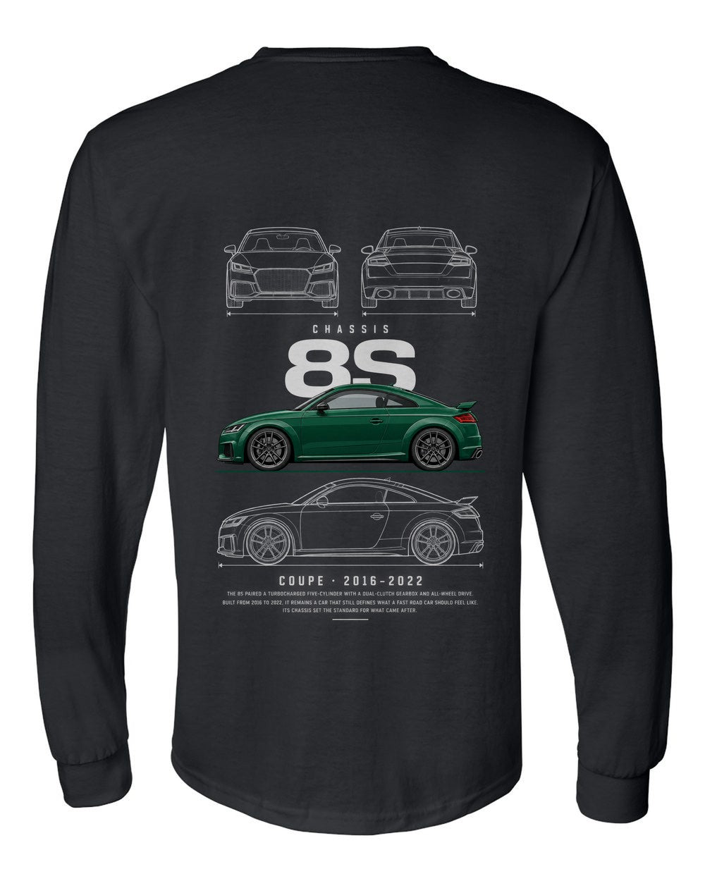 8S full-back artwork black long sleeve back view with the design