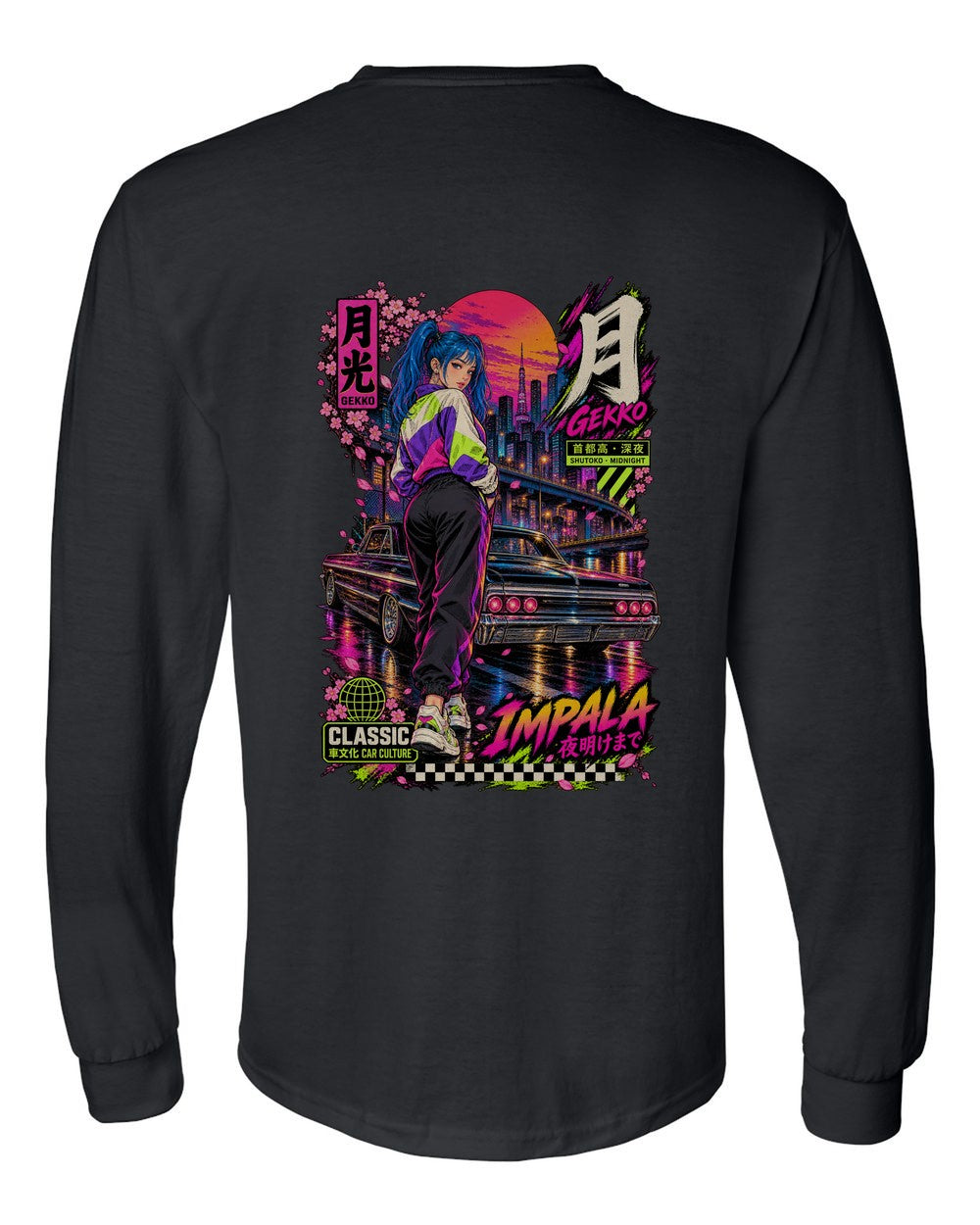 GEKKO IMPALA full-back artwork black long sleeve back view with the design