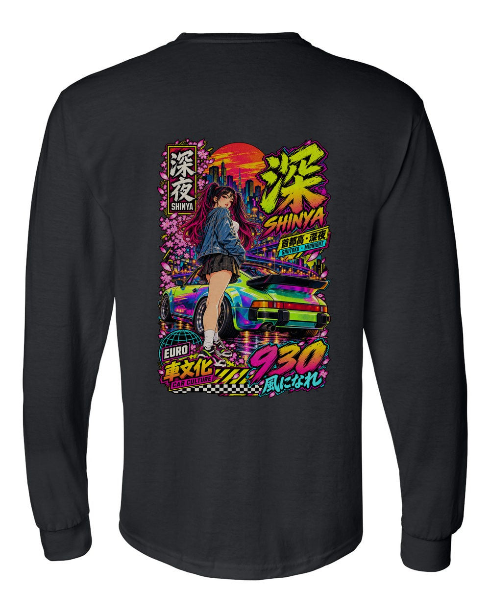 SHINYA 930 full-back artwork black long sleeve back view with the design