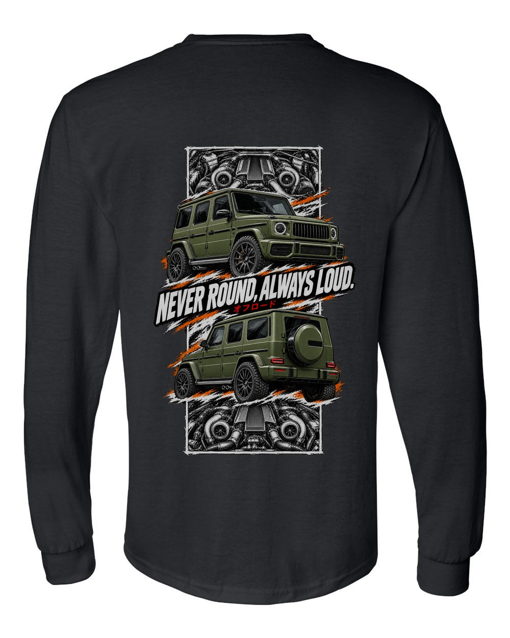 Mercedes-AMG G63 torn poster black long sleeve back view with the design