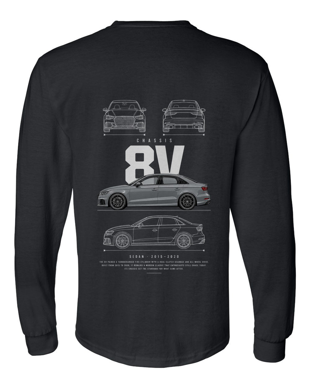 8V full-back artwork black long sleeve back view with the design