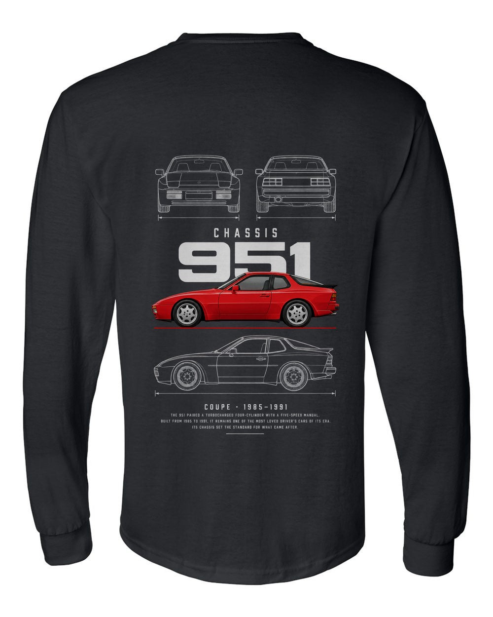 951 full-back artwork black long sleeve back view with the design