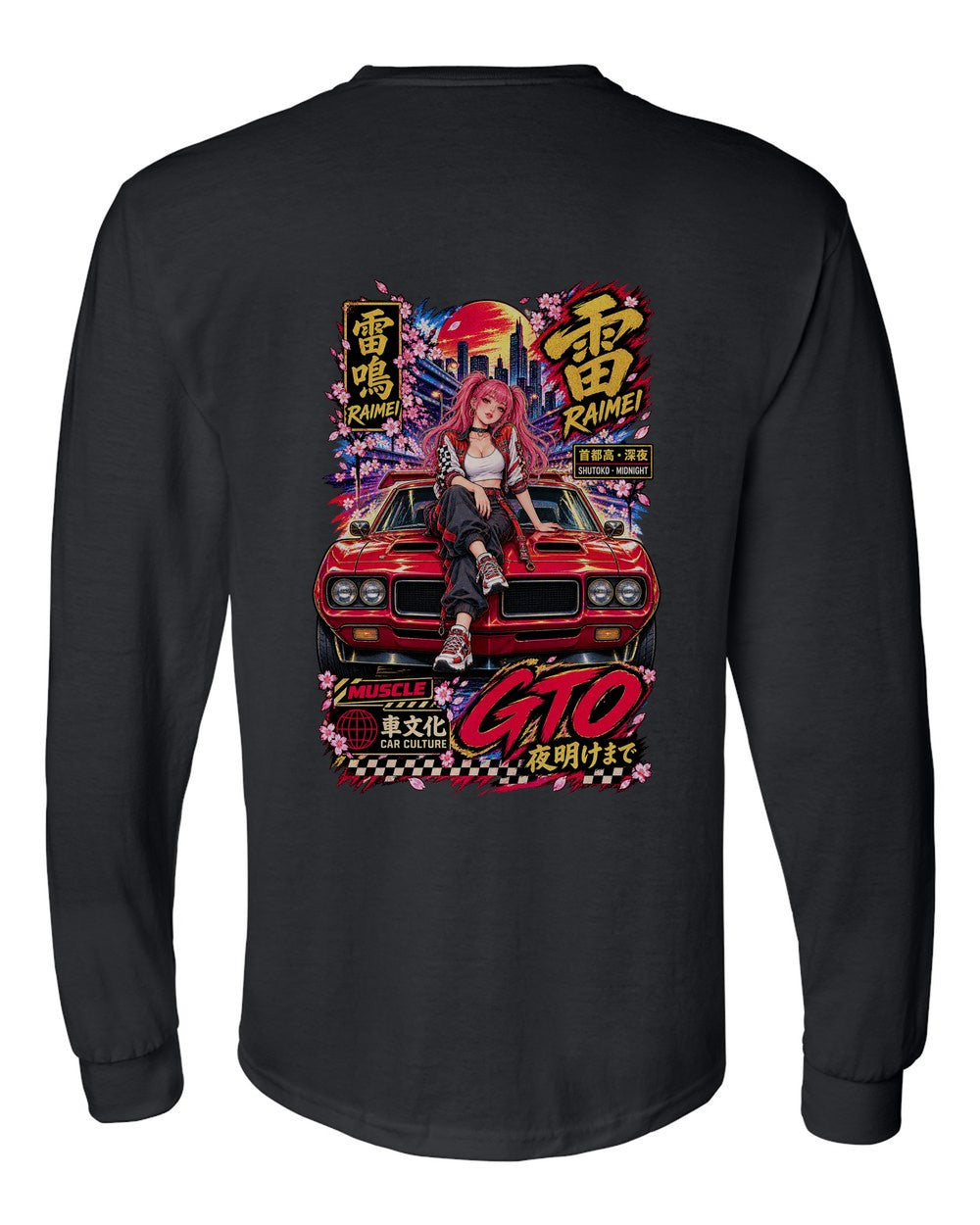 RAIMEI GTO full-back artwork black long sleeve back view with the design