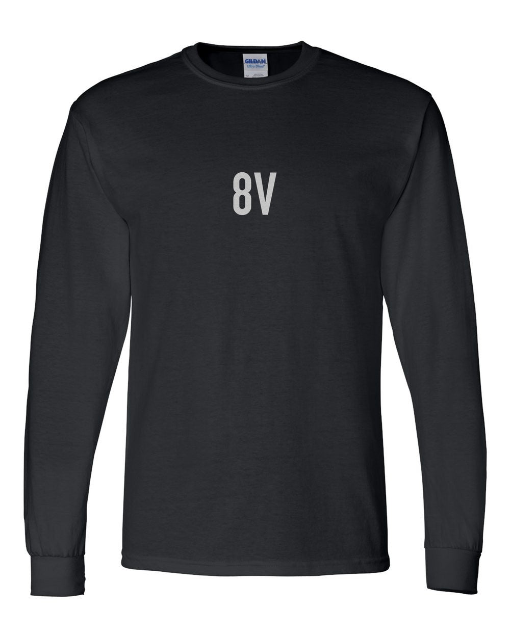 black long sleeve front view with small code mark