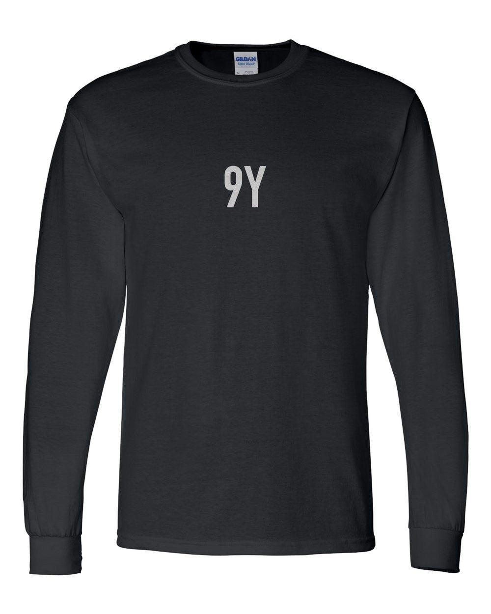 black long sleeve front view with small code mark