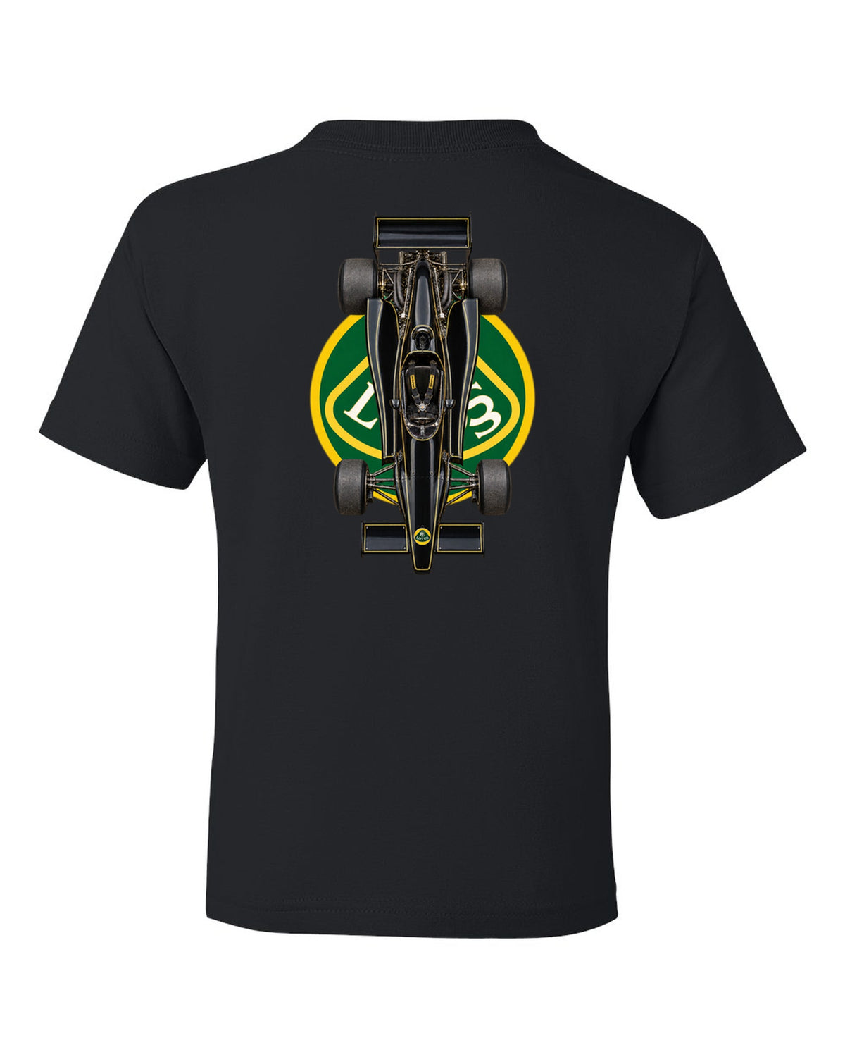 Lotus 79 1978 Formula 1 overhead poster artwork black kids tee back view with the design