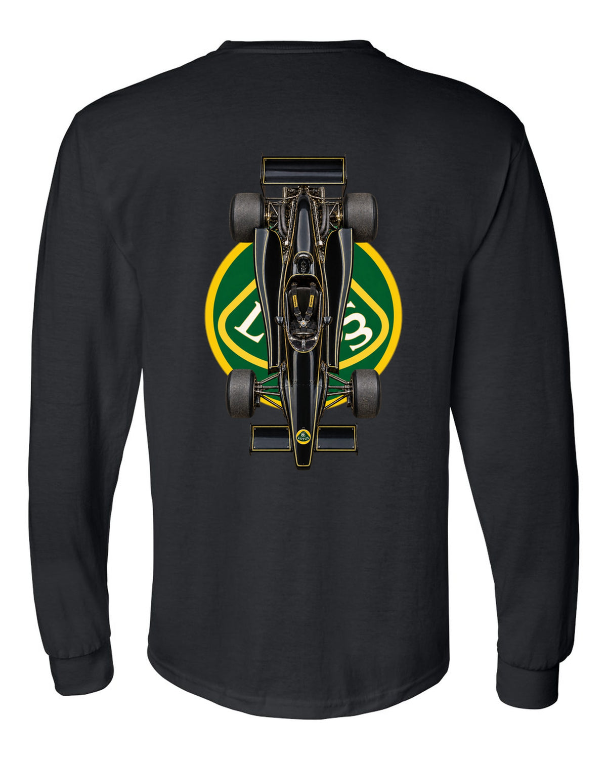 Lotus 79 1978 Formula 1 overhead poster artwork black long sleeve back view with the design