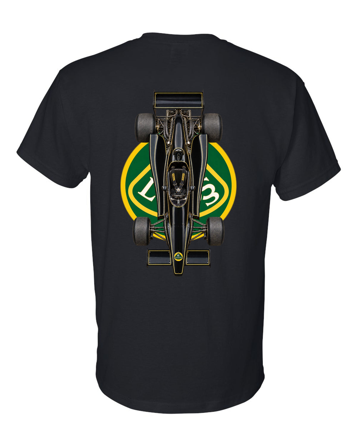Lotus 79 1978 Formula 1 overhead poster artwork black t-shirt back view with the design