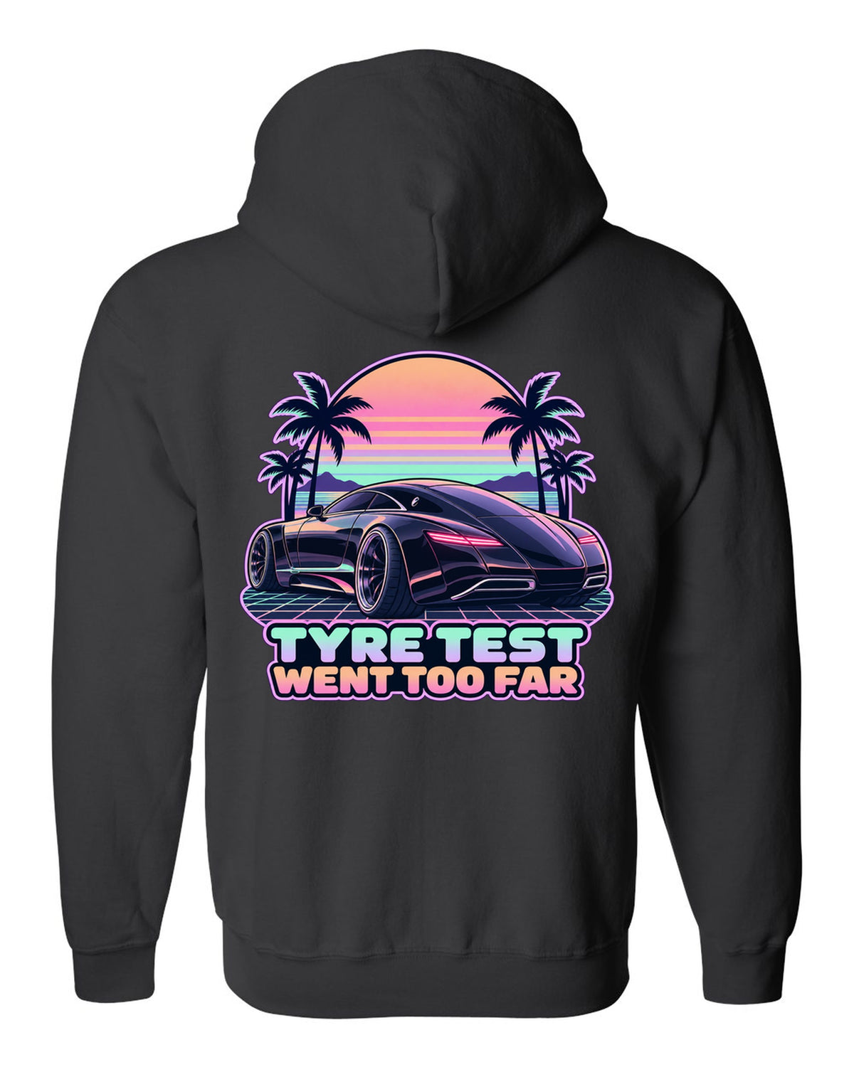 Isometric exploded V12 engine diagram for the Maybach 57 S W240 on a shirt back black zip hoodie back view with the design