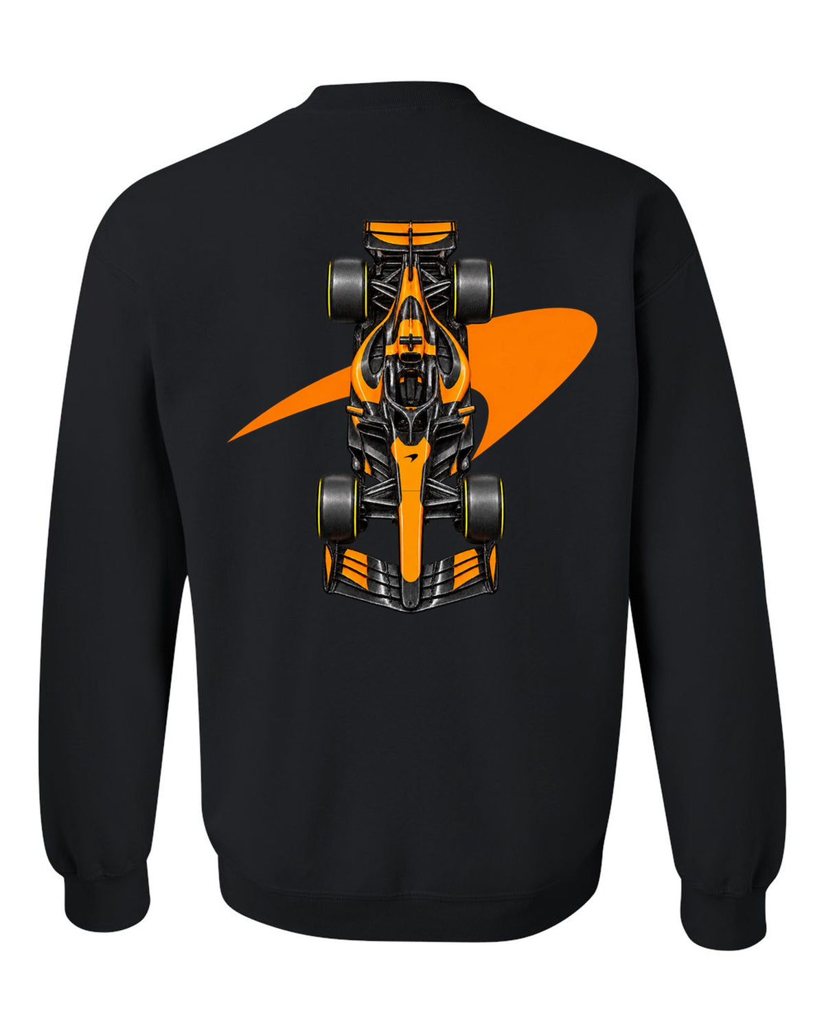 Mclaren MCL40 2026 Formula 1 overhead poster artwork black crewneck back view with the design
