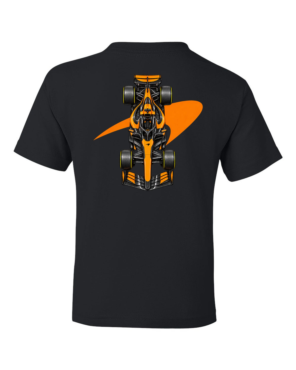 Mclaren MCL40 2026 Formula 1 overhead poster artwork black kids tee back view with the design